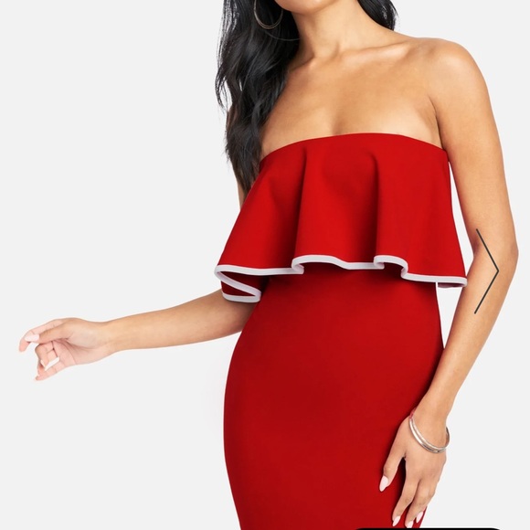 NWT BEBE strapless ruffle mini dress - Picture 3 of 6